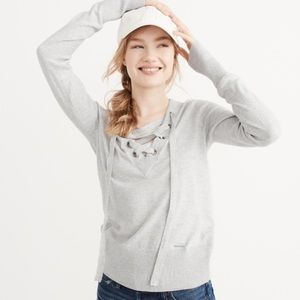 Gray Abercrombie Lace-Up Sweater XS
